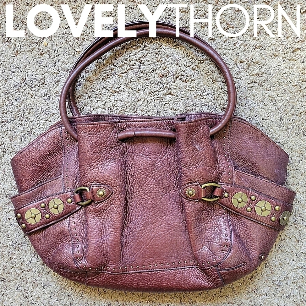 COLE HAAN // ltd ed buttery brown leather village paillette hobo bucket bag - Picture 6 of 16